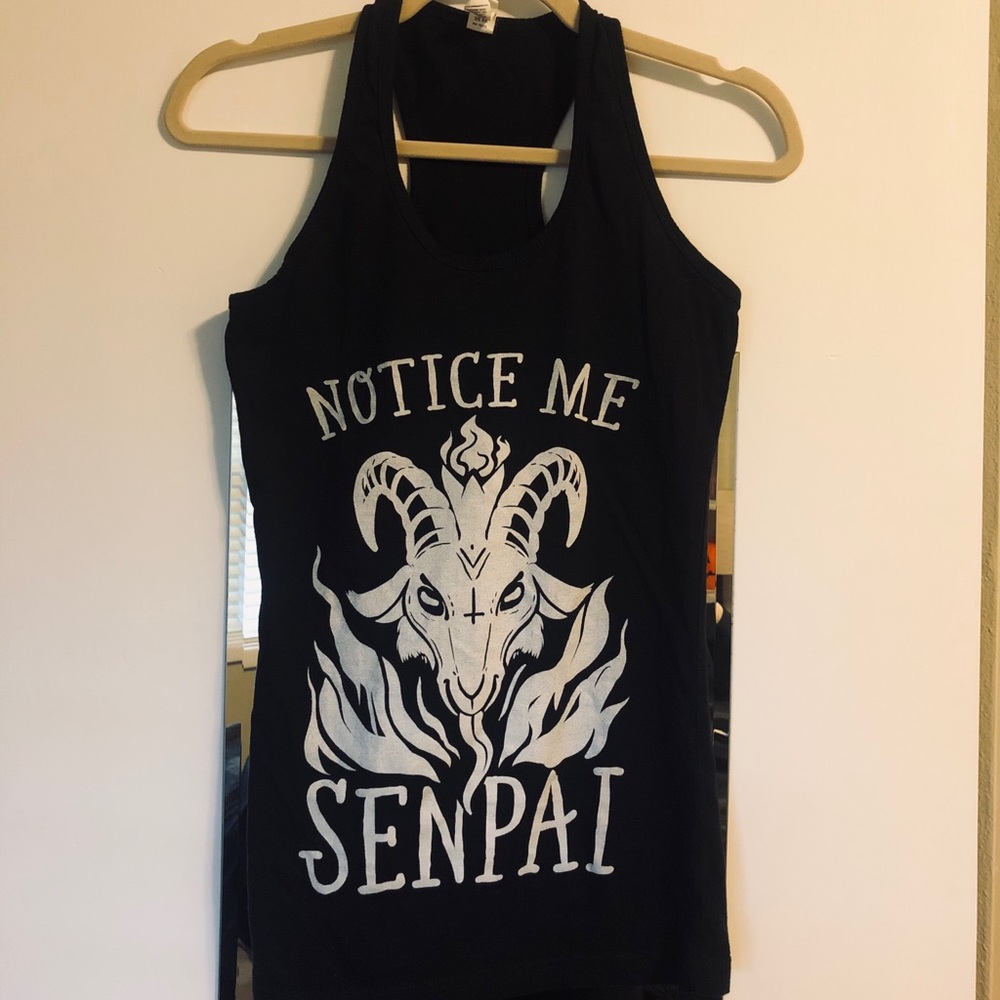 Notice me senpai Satan kawaii tank top SZ M